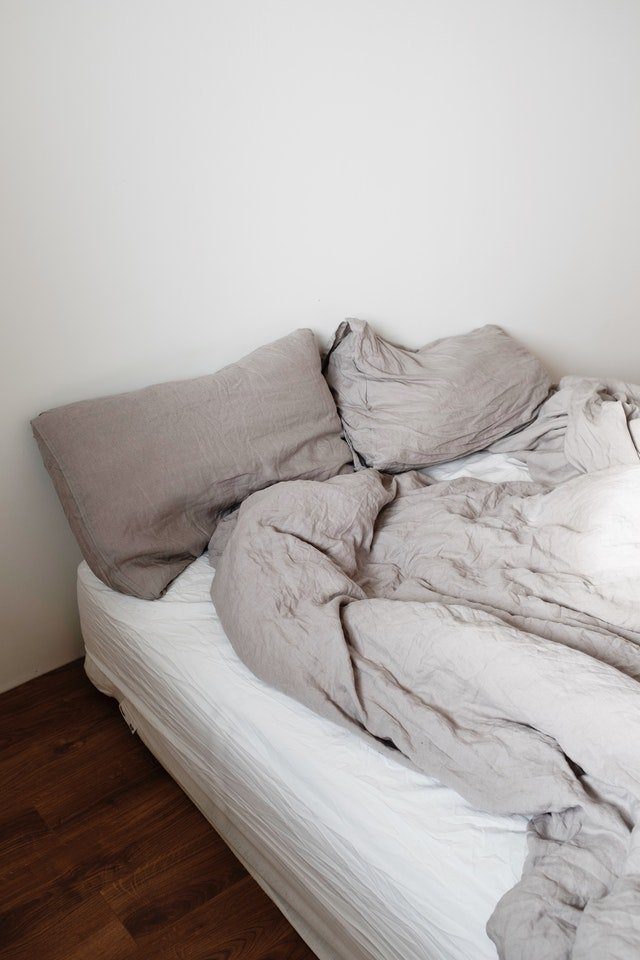unmade bed